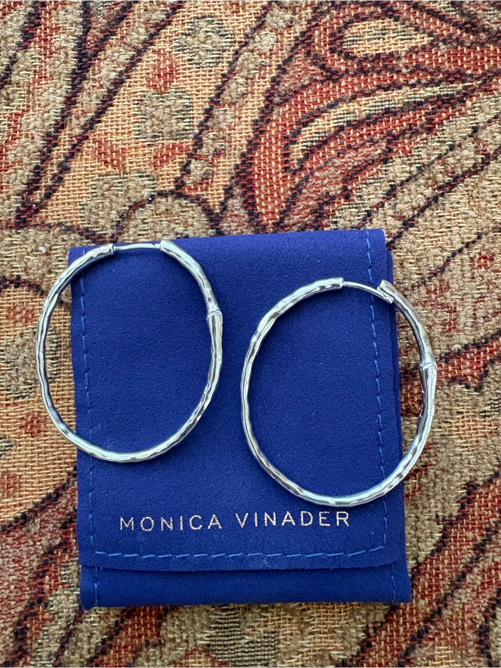 Monica Vinader Siren™ Muse Large Hoop Earrings Sterling Silver with Box & Pouch